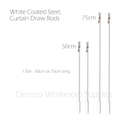 Steel Draw Rods 1 Pair Strong, Plastic Coated Steel Curtain Draw Rods, 50cm White | eBay UK