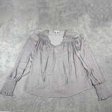 Maison D?Ameilie Gray Silver Tassel Puffy Sleeve Peasant Blouse Size Small Wome