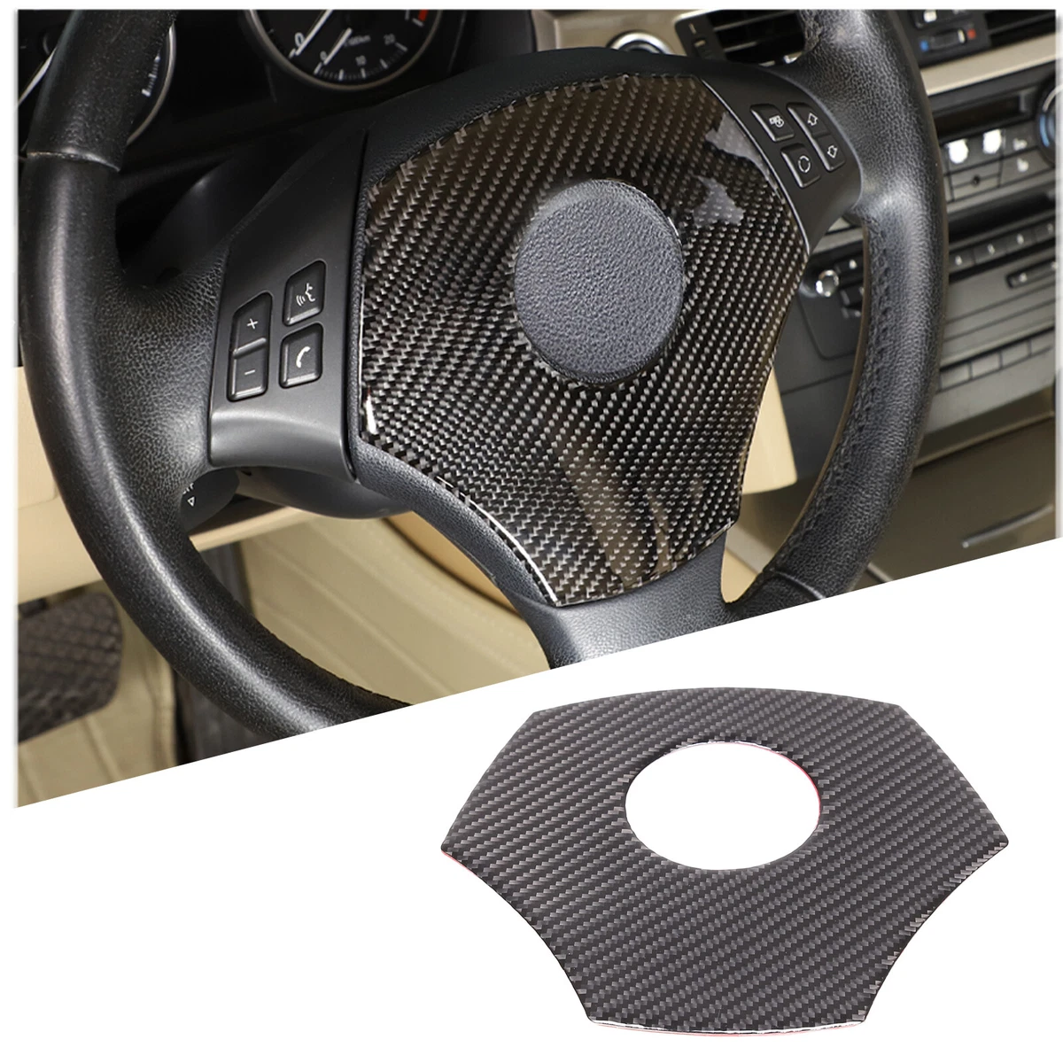 TOTMOX Carbon Fiber Steering Wheel Trim For BMW 3 Series E90 E92 2005-2012 - ABS Plastic Frame Cover - View #9