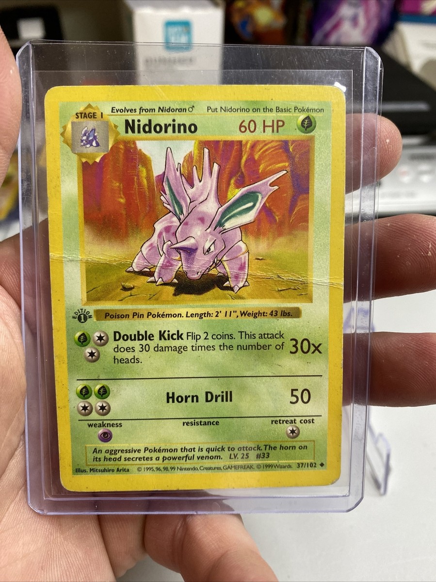Nidorino 1st Edition Shadowless Pokémon TCG Base Set 37/102
