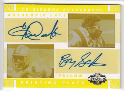 2007 Topps Co-Signers dual auto printing plate Eric Dickerson Barry Sanders 1/1