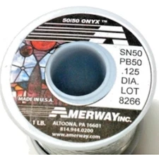 Amerway 50/50 Solder ONYX for Stained Glass 1 lb roll