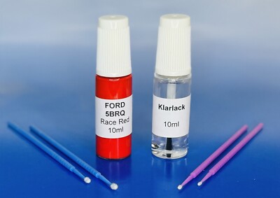 Lackstift-Set FORD 5BRQ , Race Red + Klarlack , 2 x 10ml + 4 Lacktupfer
