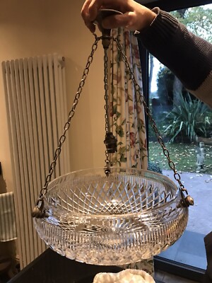 EINZIGARTIGE ANTIKE BLEIKRISTALL PLAFONNIER DECKENLEUCHTE LAMPE