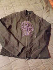 House Of Leather Womens Ladies Full Zip Nylon Motorcycle Biker Jacket Size Large
