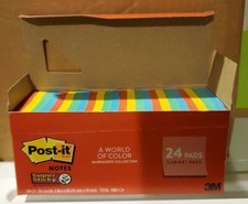 3M Post-it Super Sticky Notes 3" x 3" A WORLD OF COLOR 24 Pads w/ 70 Sheets Each