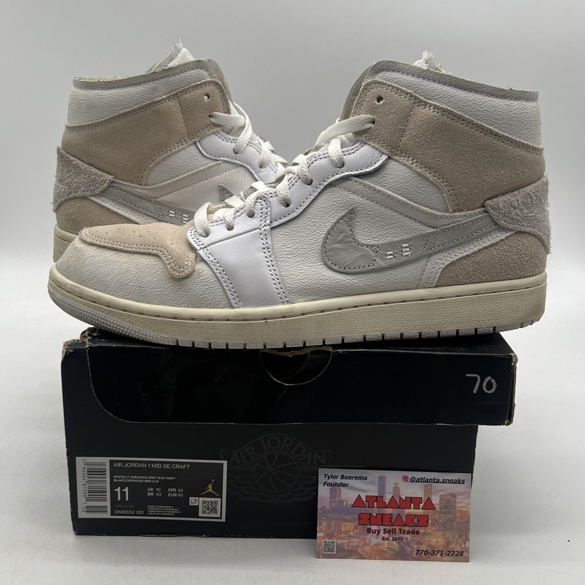 Size 11 Air Jordan SE Craft Mid Inside Out White Sail Grey  (DM9652-120)