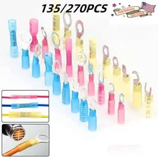 Heat Shrink Wire Connectors Electrical 10-22 AWG Ring Spade Crimp Terminals