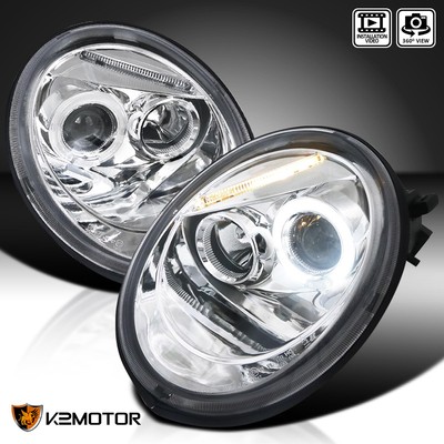 For 1998-2005 VW Volkswagen Beetle Halo Projector Headlights Pair Left+Right