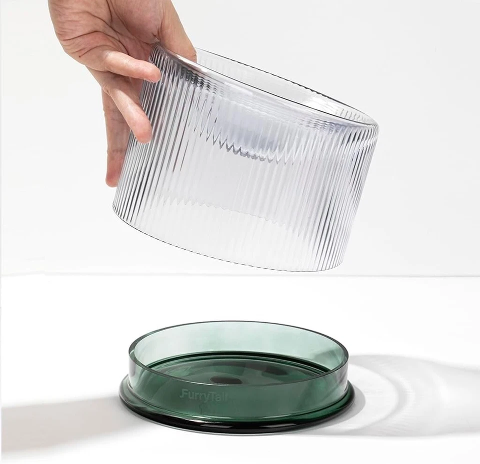 Cuenco de cristal para mascotas de vidrio transparente 2 piezas cuenco para gatos, agua para beber y comer alimentos Foto 2 de 4