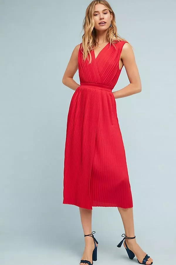 198 Anthropologie Tracy Reese Pleated Midi Dress NWT new SMALL size S