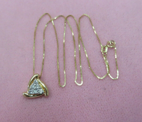 14K Y. Gold Diamond Charm Pendant 14K Gold 16" Box Chain Necklace