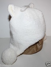 baby Gap NWOT Girls 12 18 24 Mo. Ivory Faux Sherpa Hat w/ Bear Ears  Poms