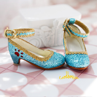 1/4MSD BJD High Heels Buckle Shoes High Heels Animal Cat Paw AOD DZ Flash Cyan