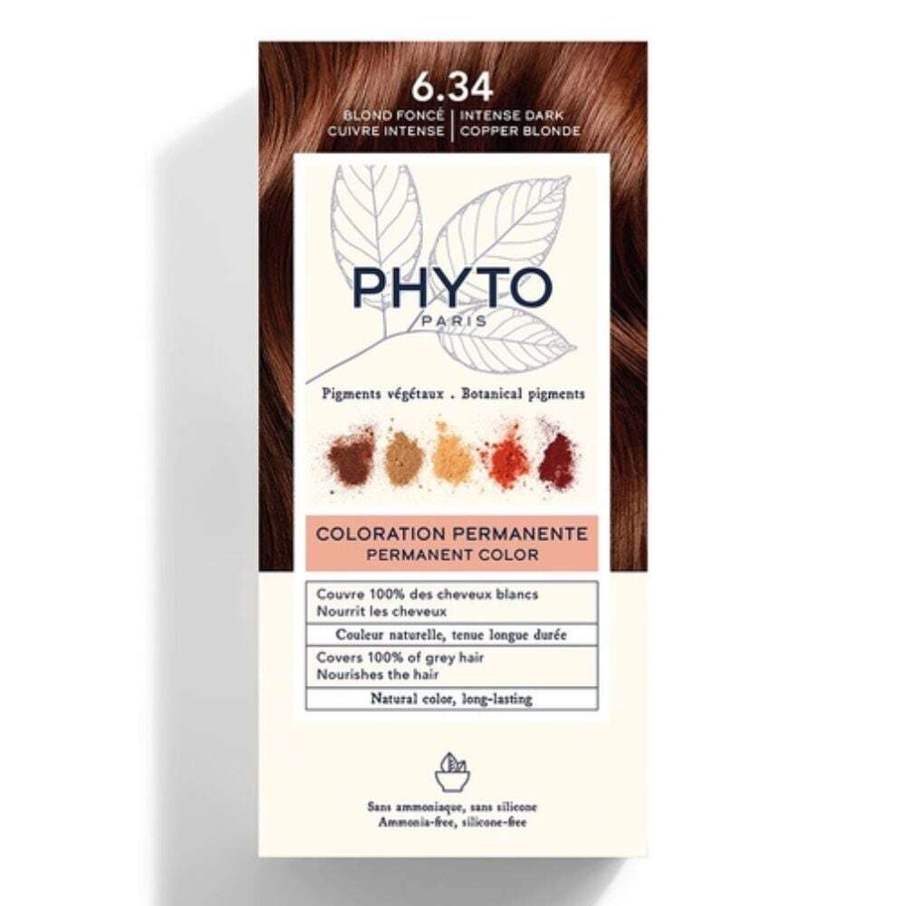 Phyto PhytoColor - Colorazione Permanente Colore 6.34 Biondo Scuro Ramato, 1 Kit
