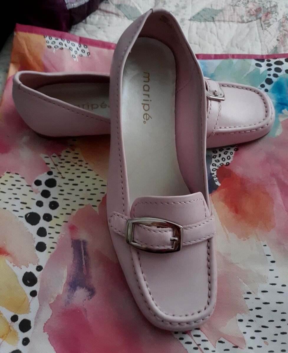 Gorgeous MARIPE Pink LEATHER Women Size M Square Toe Buckle