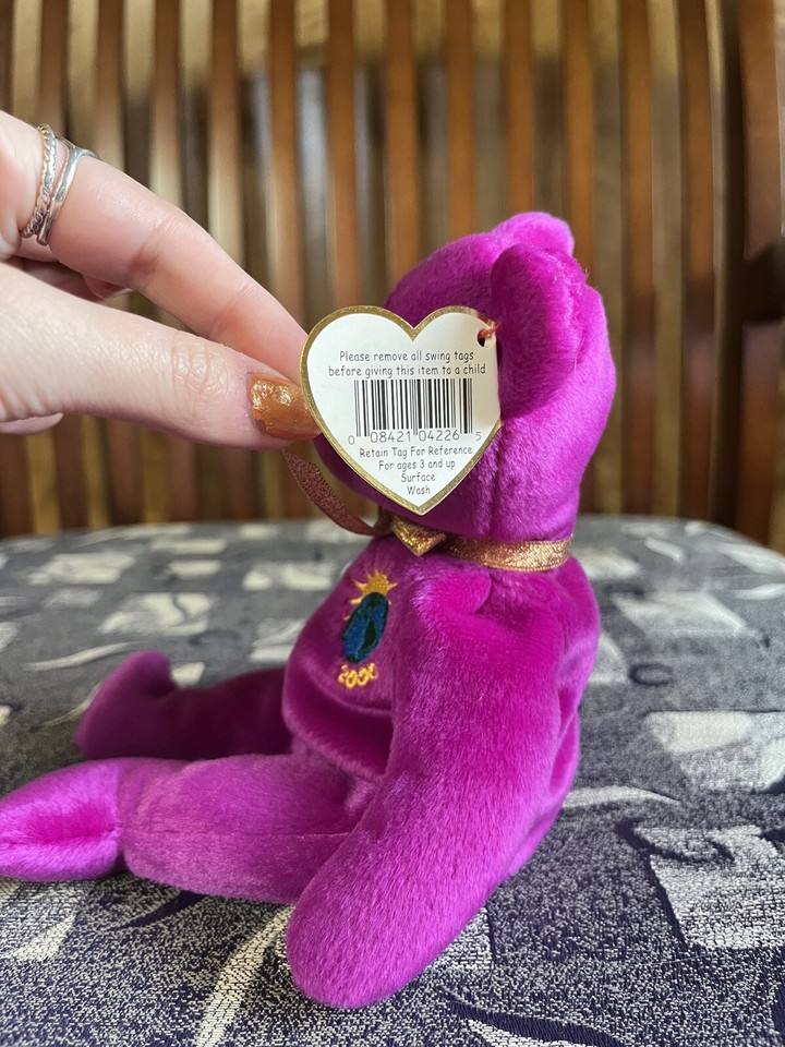 Rare 2000 Millennium Ty Beanie Baby Bear Purple With SPELLING ERROR Rare 2000 millennium ty beanie baby bear purple with spelling error