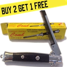 Push Button Pocket Comb Fake Switch Blade Folding Knife - BUY 2 GET 1 FREE!!