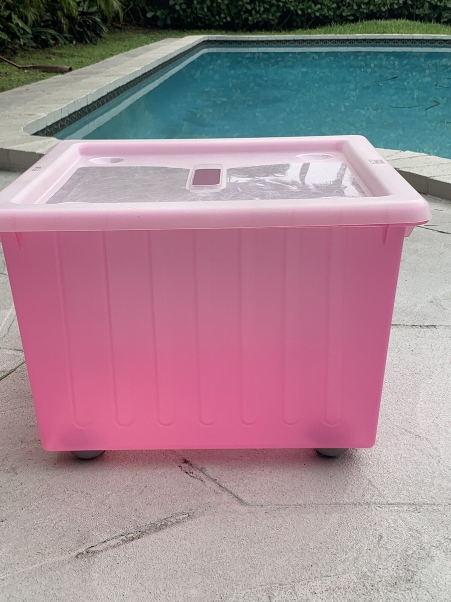 IKEA VESSLA Storage CrateWith Casters Lid, Useful, Light ,safe For  Kids