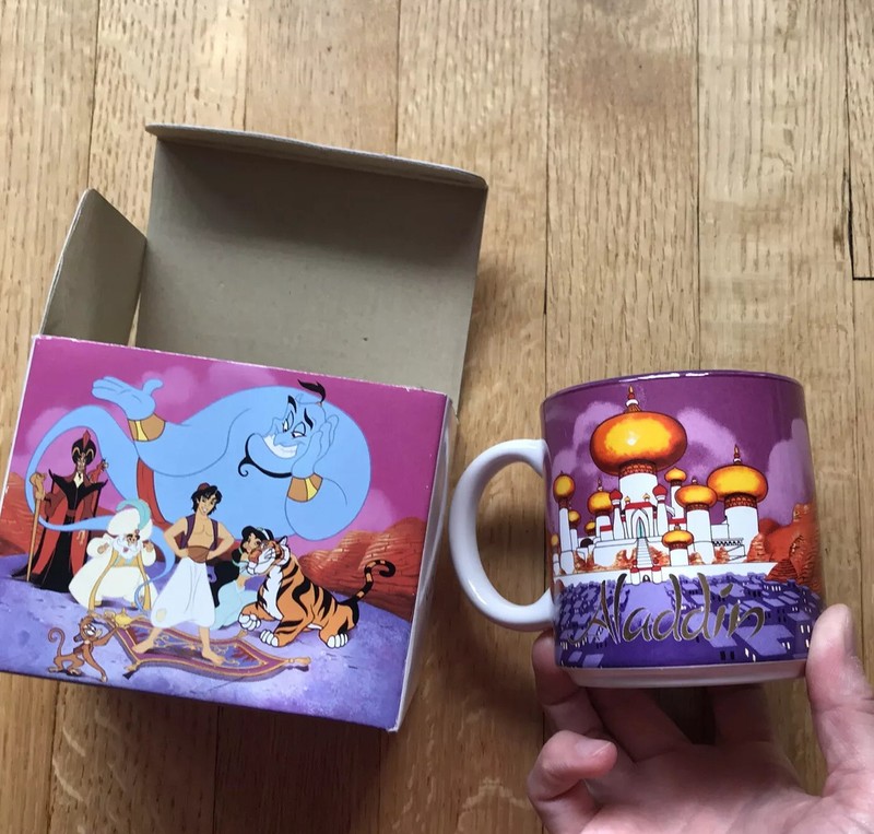 Vtg NEW IN BOX Mint Walt Disney ALADDIN 1996 Ceramic Mug Cup 12 Oz Collectible