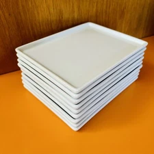 Set of 9 CB2 Cuatro White Rectangle Plates Dishes Vanity Trays