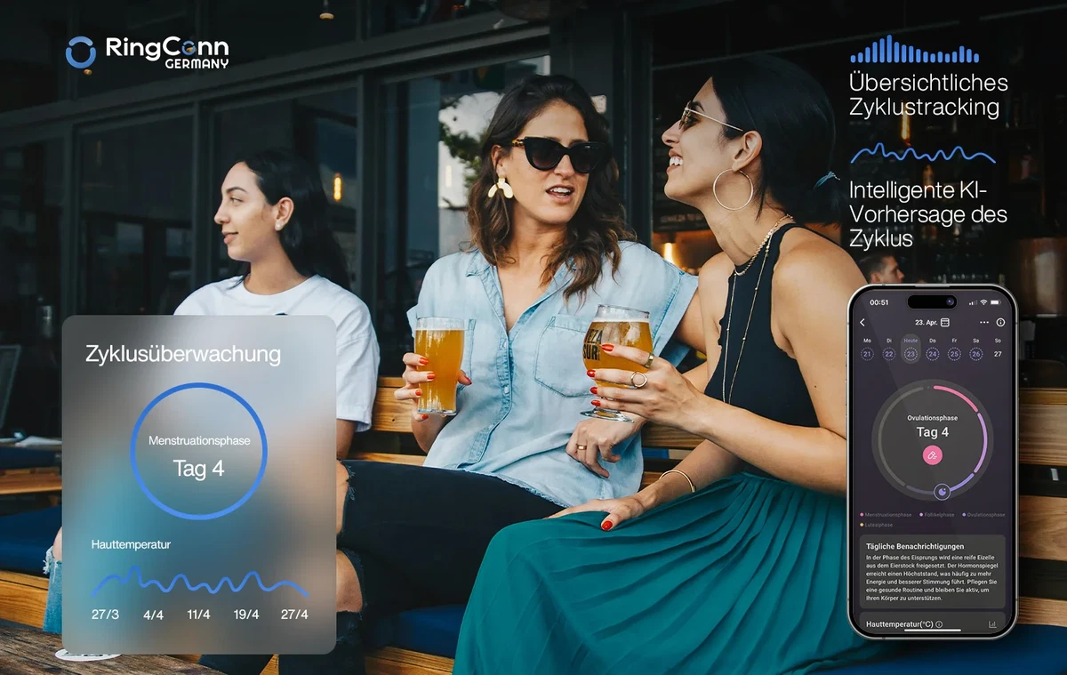RingConn Smart-Ring Gen 2 Gr. 9 Aktivitäts-Tracker IP68 Silber