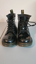 Dr Doc Martens 1460 J Black Patent Leather Lace Up Boots Kids Size US 1