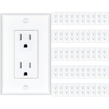 Pack Wall Outlet, 15 Amp Outlets, UL Listed, Tamper Resistant Standard 15A 50