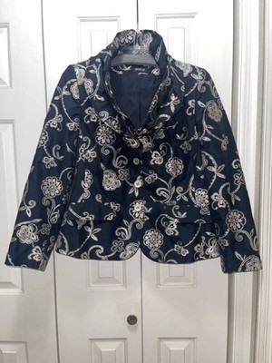 BASLER Black & Champagne Metallic Puffer Blazer-Size Large (42)-EUC