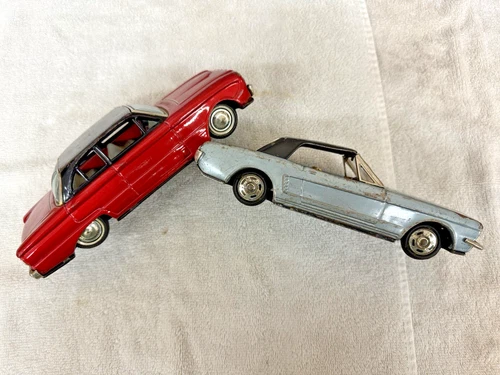 Vintage Japan Bandai 1960's Ford Mustang and Ford Falcon Tin Toy