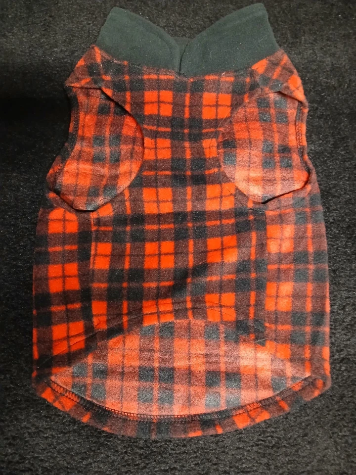 XLG  Red & Black Plaid Flannel Doggy Vest /Shirt - Image 3 of 4