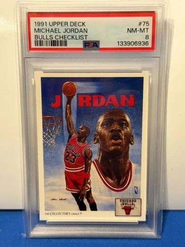 1991 UD Michael Jordan Card# 75   Bulls Checklist  PSA 8 NM/MT