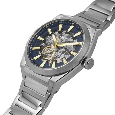 Mens Automatic Wristwatch FOSSIL EVERETT ME3220 Stainless Steel Blue