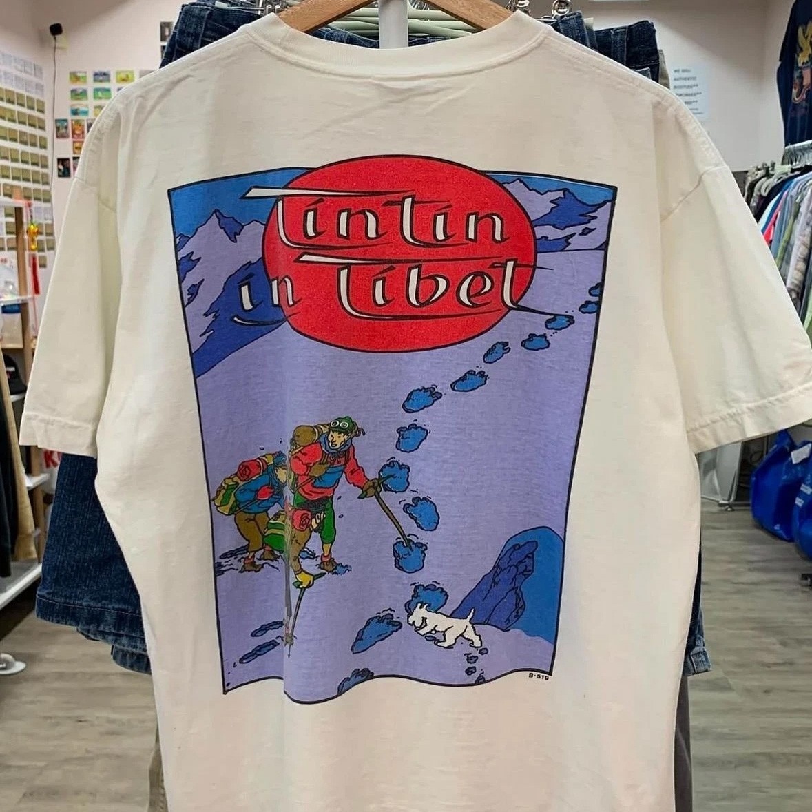 Retro Tintin Vintage Cartoon Movie Back print Unisex T-Shirt S-5XL