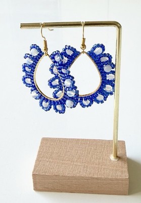 Handmade Earrings Elegant Beads, Cerchio, Loyal Blue Con Pietre