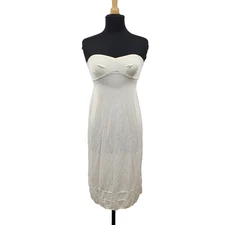 Vintage Wonder Maid Lingerie Full Slip Dress Ivory Nylon Strapless Bust Size 34