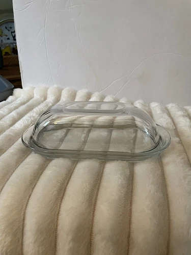 Vintage Oval Domed Lid Clear Glass Stick Butter Dish