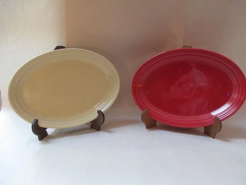 2-Fiesta Small Oval Platters, Scarlet and Ivory