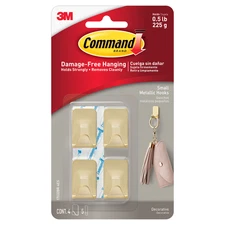 Command Small Metallic Hooks [Removable]: small / 4-pack (Brass)