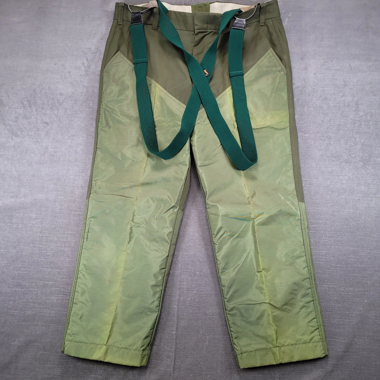 Vintage Duxbak Mens Green Hunting Pants with Suspenders Brush Field Trousers