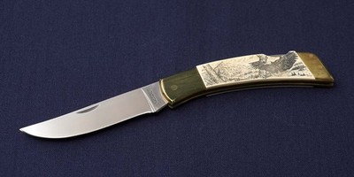 GERBER 6271 FS-II Eagle /Mountain Scrimshaw Pocket Knife Vintage Unused