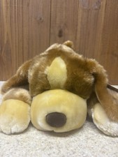 Vintage 2000 Toys R Us Animal Alley Laying Brown Darby Puppy Dog Large Plush 16  