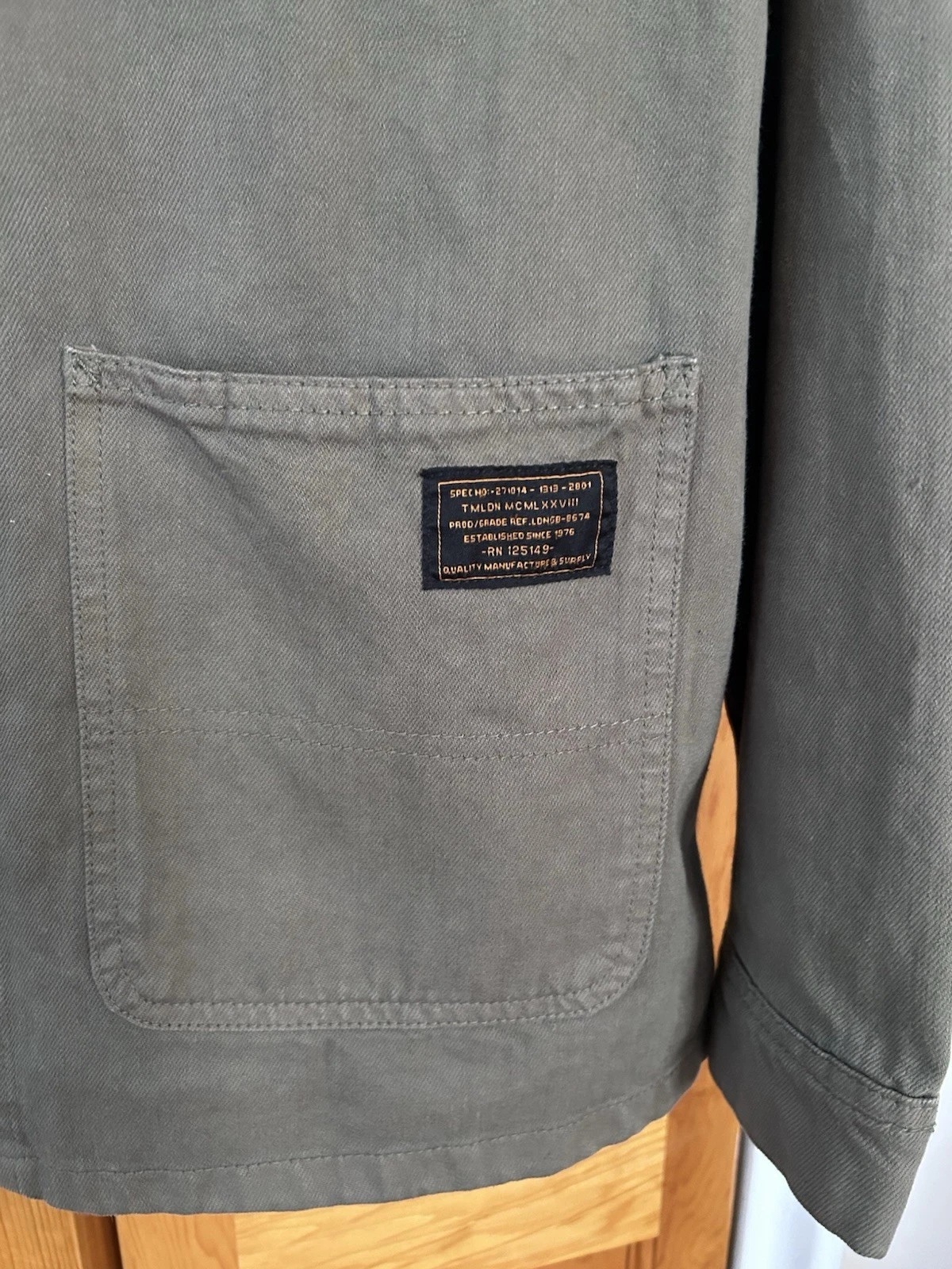 Topman Mens L Olive Green Utility Overshirt Jacket Military Large - product detail image 2