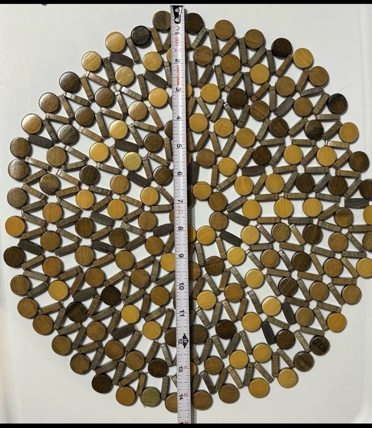 "Manteles individuales (4) MADERA BAMBÚ GEOMÉTRICO 13"" verde oliva, tostado" Foto 4 de 4