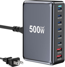 500W USB C Fast Charger Block, 8 Port USB Charging Station, Gan   Pro Double 100