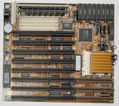 EDOM MV035 Rev. D VLB ISA 486 Retro Motherboard + Intel 80486DX4 100MHz + 32MB RAM