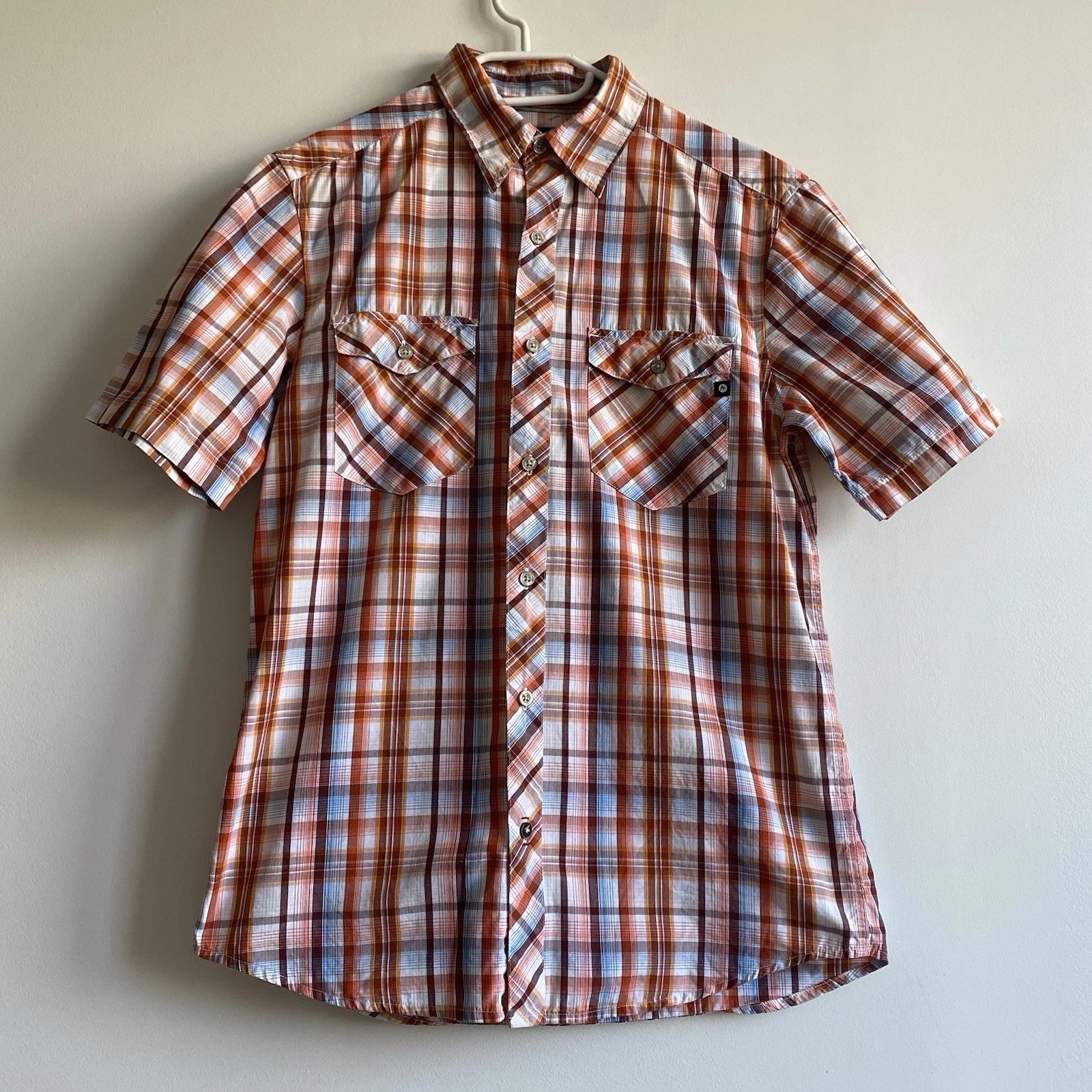 Marmot Mens Organic Cotton Short Sleeve Buttoned Shirt Size S Hiking Outdoor