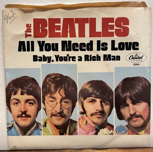 VG+ Rock 45 THE BEATLES All You Need Is Love CAPITOL WITH PICTURE SLEEVE