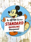 VINTAGE STANDARD GASOLINE MICKEY MOUSE GASOLINE PUMP STATION PORCELAIN OIL SIGN