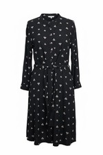 Next Chic Black Button-Down Dress with Floral Print & Tie Waist